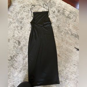 Backless black midi dress